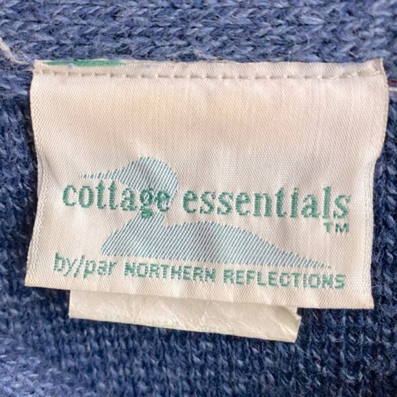 Vintage Northern Reflections Cottage Essentials Blue Ribbed Knit V Nk Sweater M - Picture 3 of 15